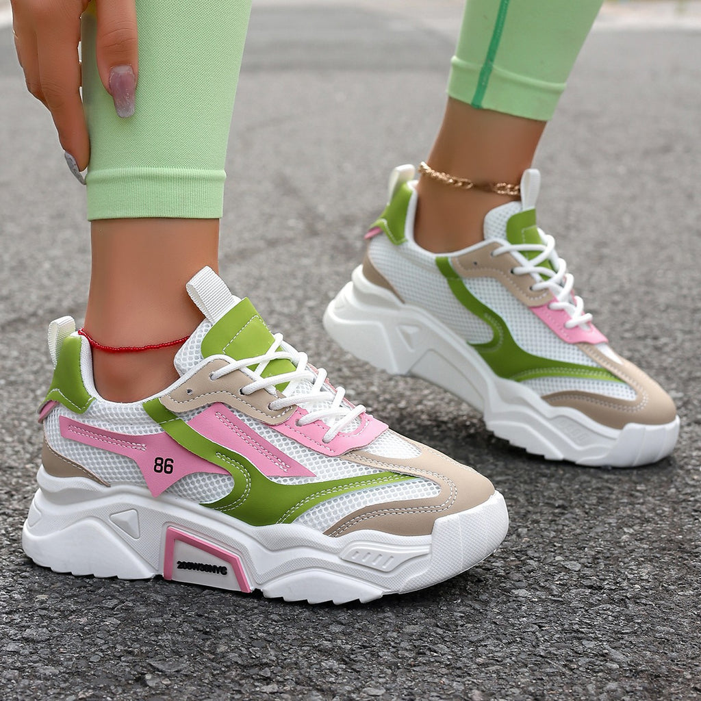 Femmes Casual Sporty Floral Mesh Respirant Chaussures d'ascenseur à semelle épaisse