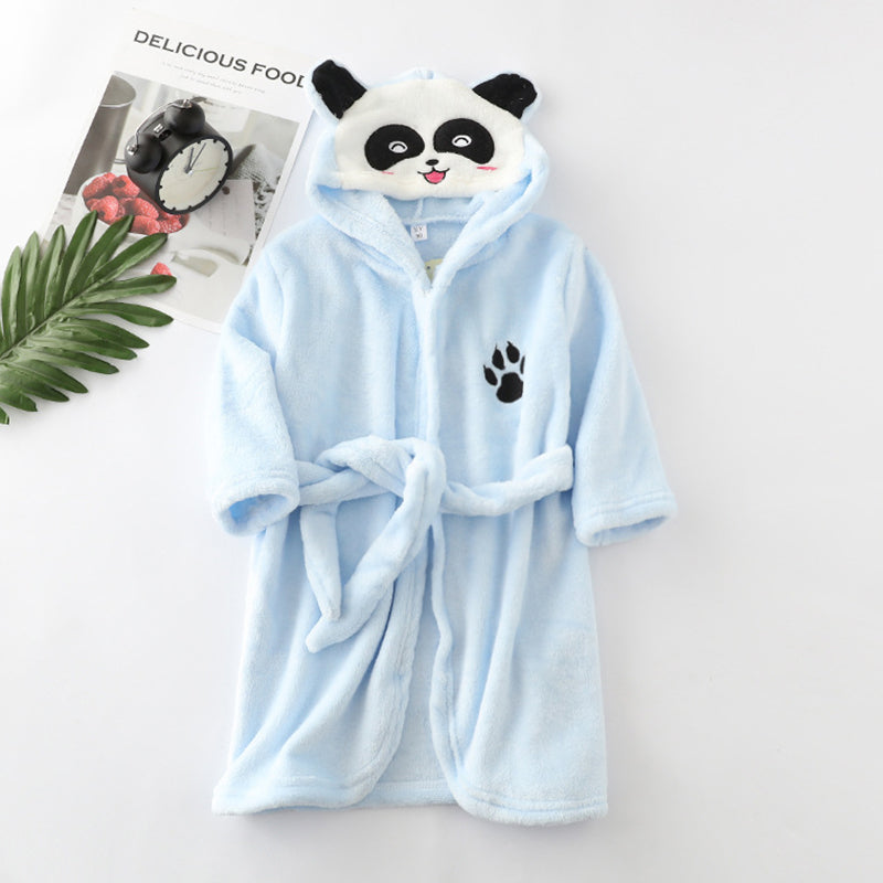 Filles Cartoon Hooded Flannel Dentelle-up Peignoir