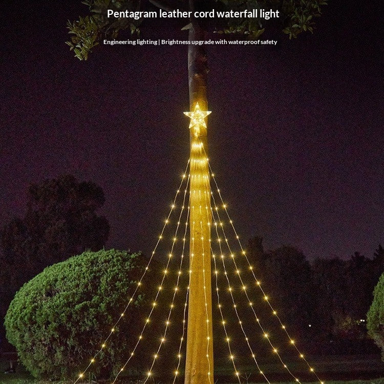Pentagram Waterfall Light Outdoor Courtyard Décoration de Noël