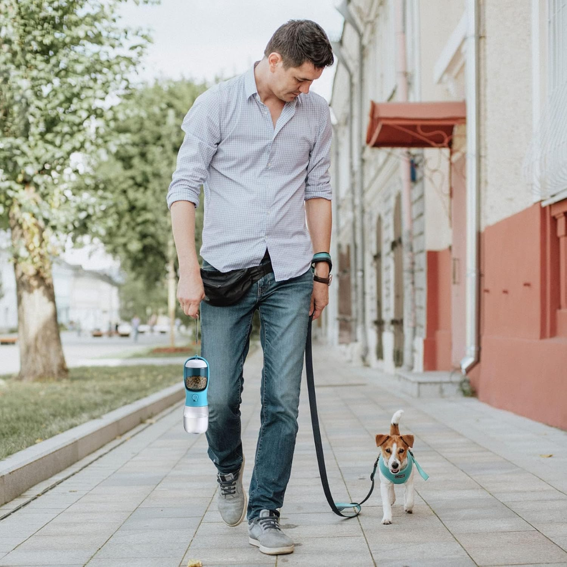 Travel Dog Water Bottle with Kibble Compartment