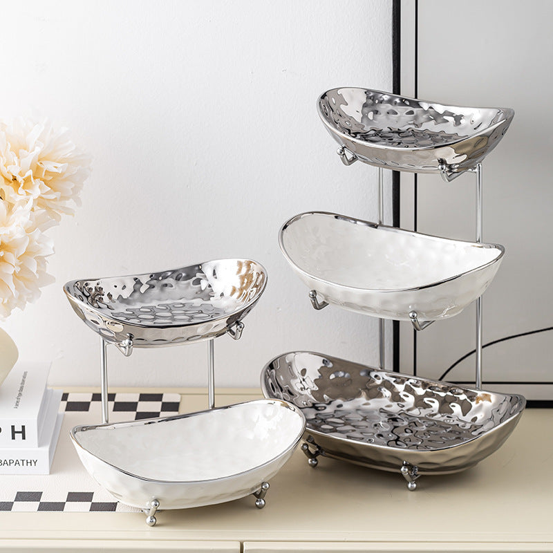 Rangement de la plaque de snack multicouche de style de luxe abordable