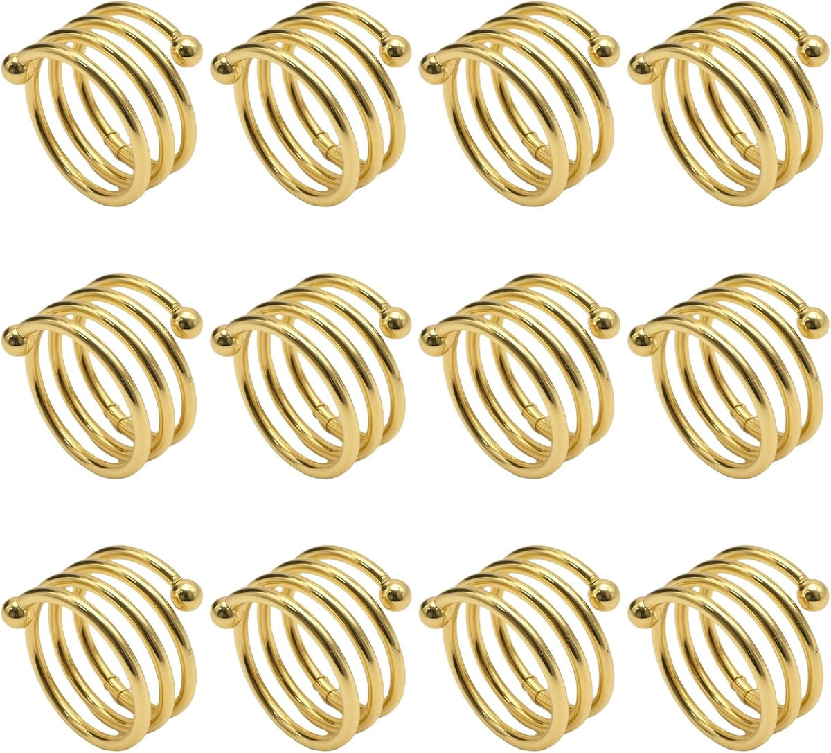 Anneaux de serviette en métal doré 12 unités