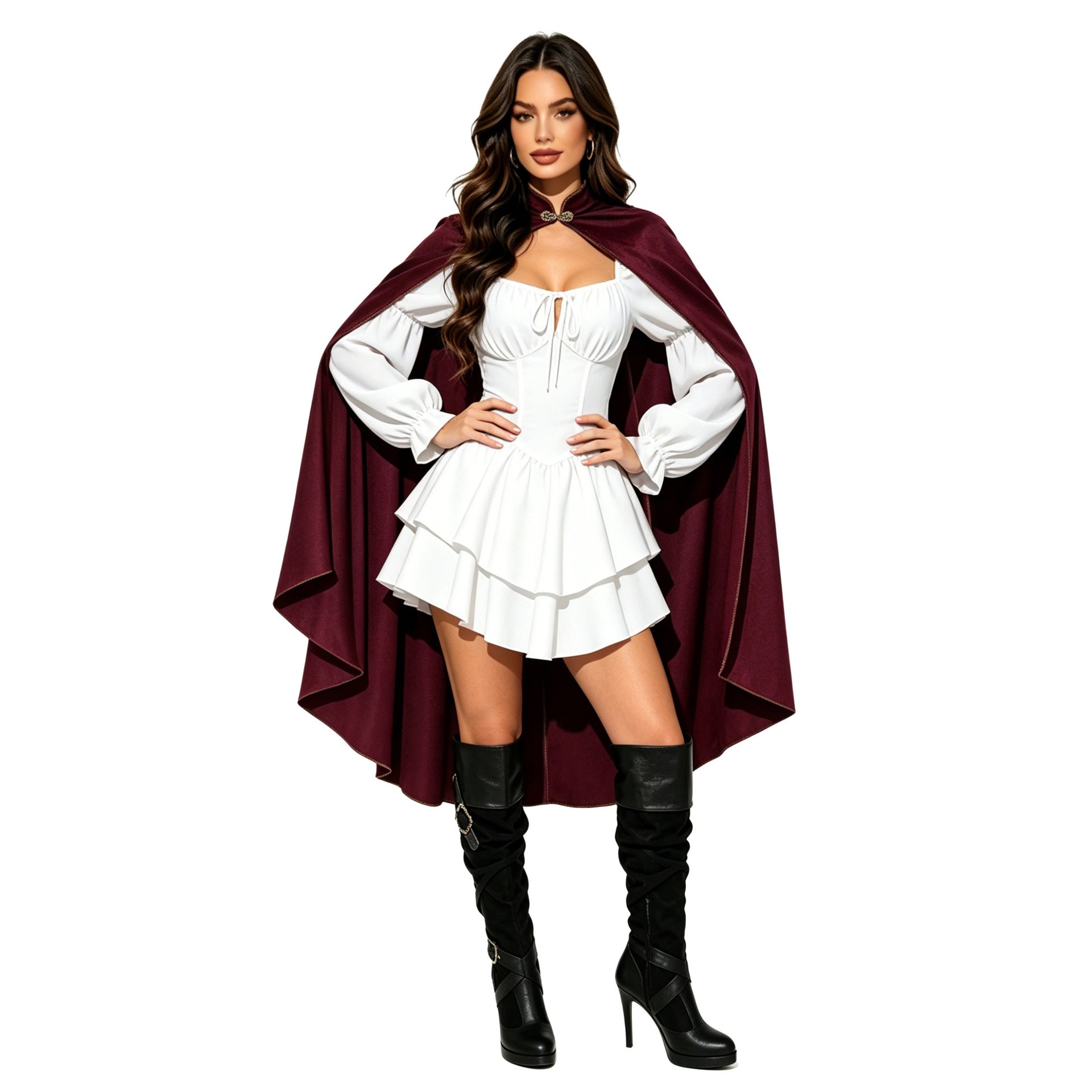 Cloque de velours d'or vintage avec collier de support Châl Halloween Cape