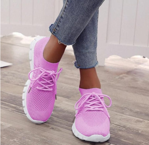 Femmes Respirant Sneaker High-cut Lace-up Platform Chaussures Casual