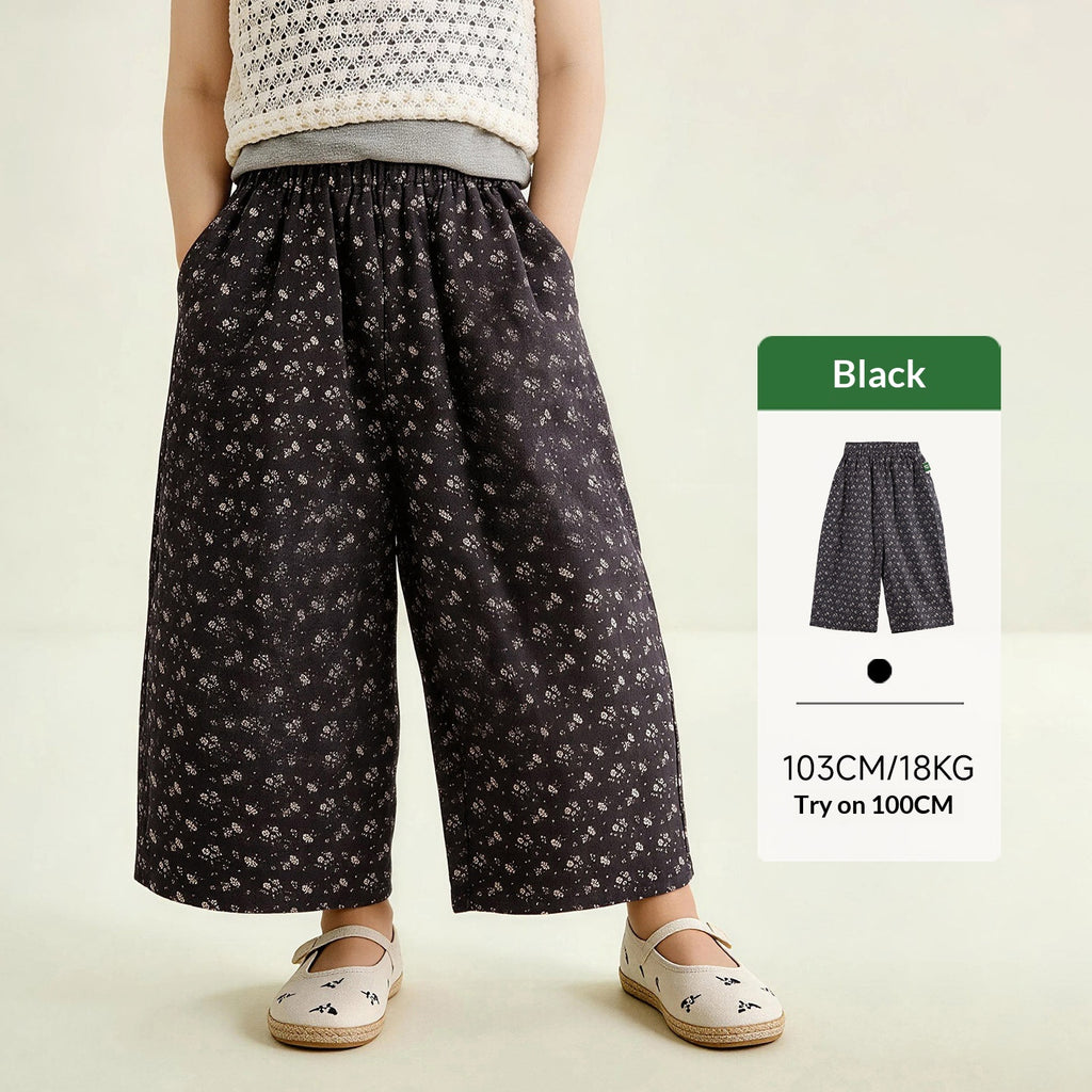 Veste tricotée de style Mori et Pantalon Floral à jambes larges Ensemble de deux pièces