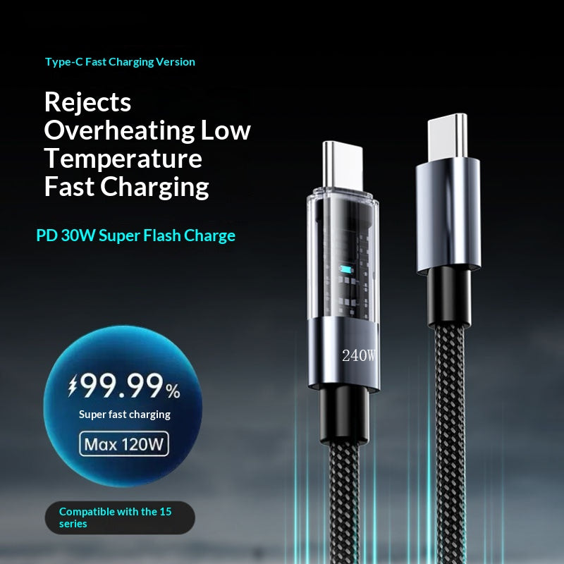 Câble de données de recharge rapide 240W pour les smartphones et l'utilisation de la voiture
