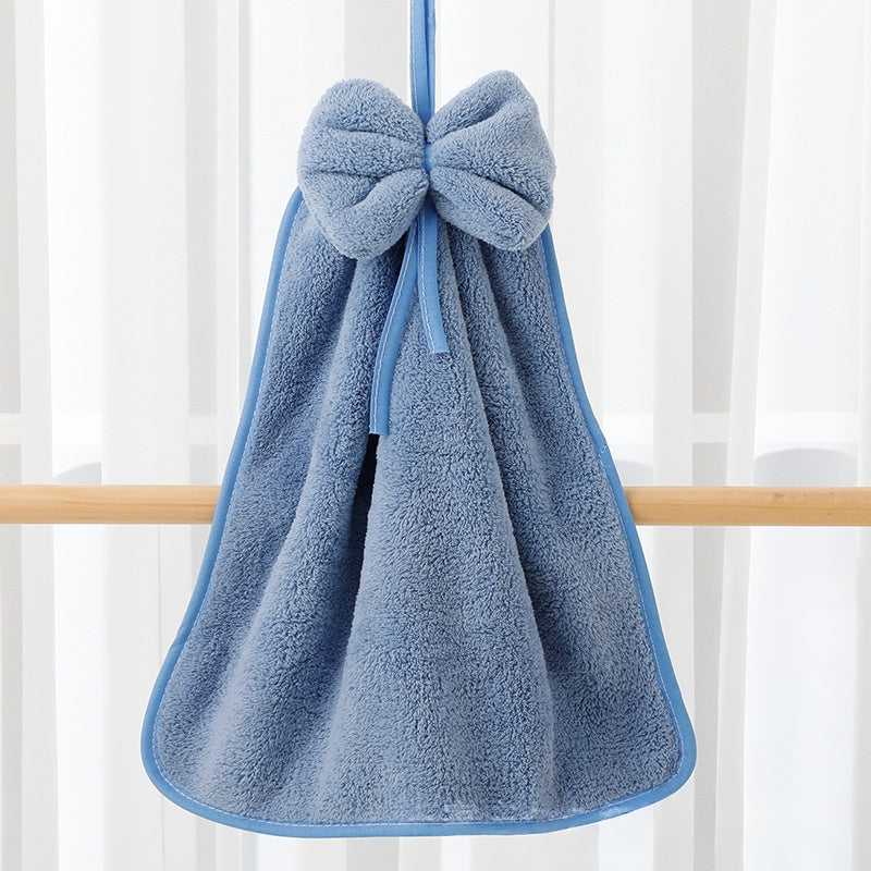 Haut de Densité Velvet Corail Bow mignon pendaison serviette de main Absorbant