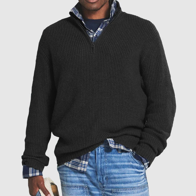 Commerce extérieur Hommes Affaires Casual Loose Zip Collar Sweater