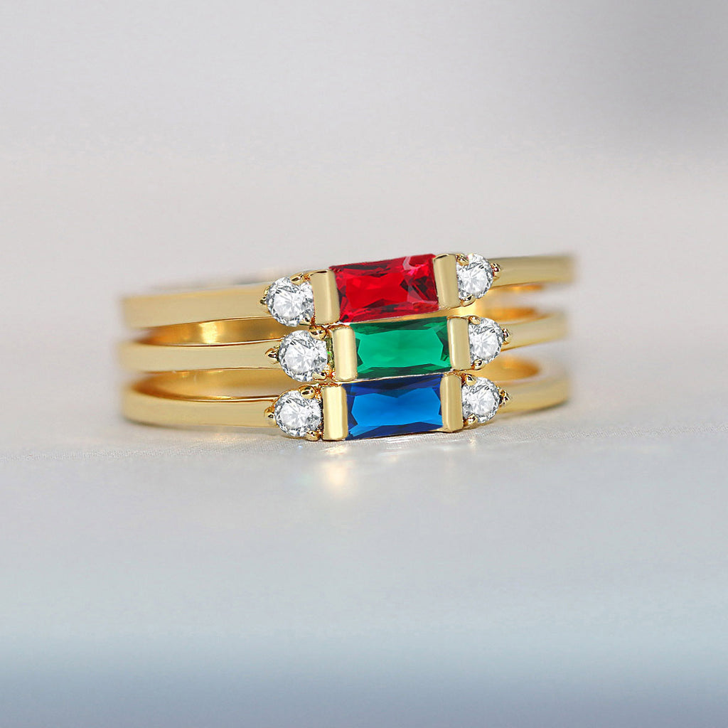 Anneau de fiançailles géométrique Zircon incrusté Accessoires dorés 14K