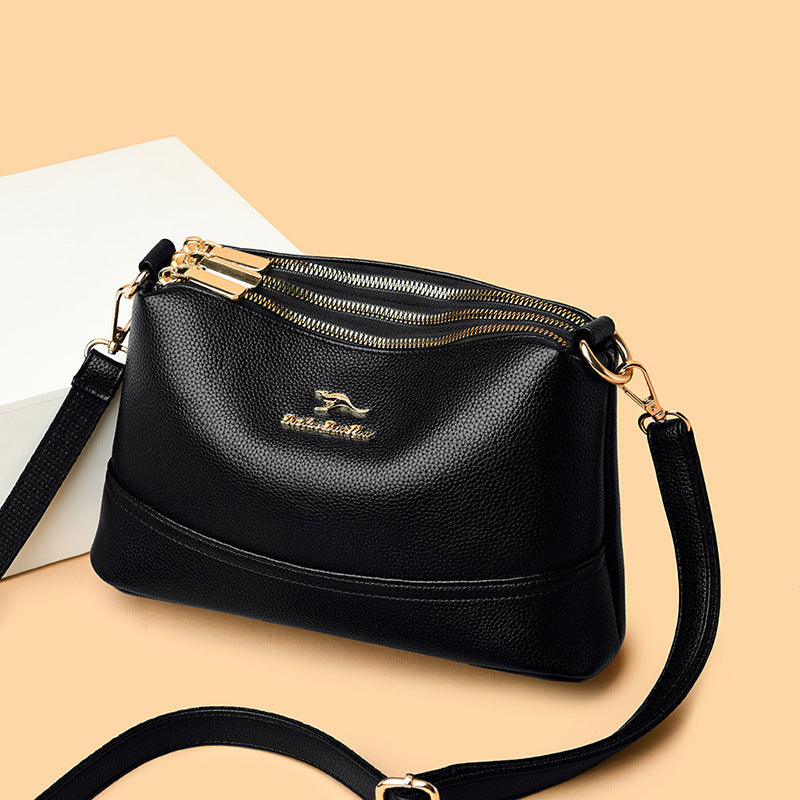 Trendy Trois poches Mini carré épaule croix corps Soft-cuir
