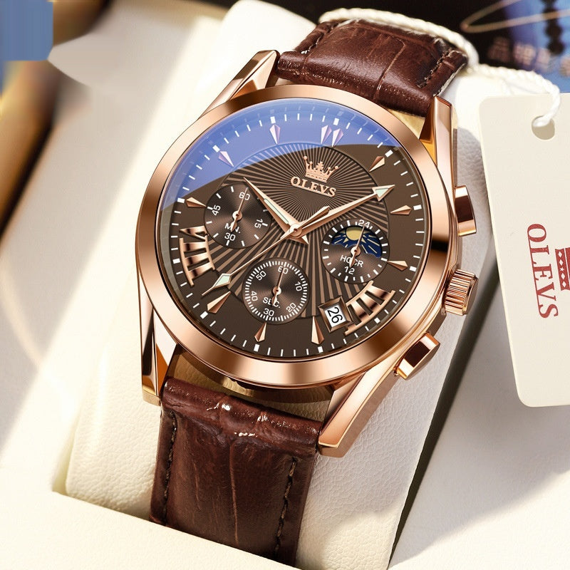 Chronology of multi-function Quartz watches with calendar for men