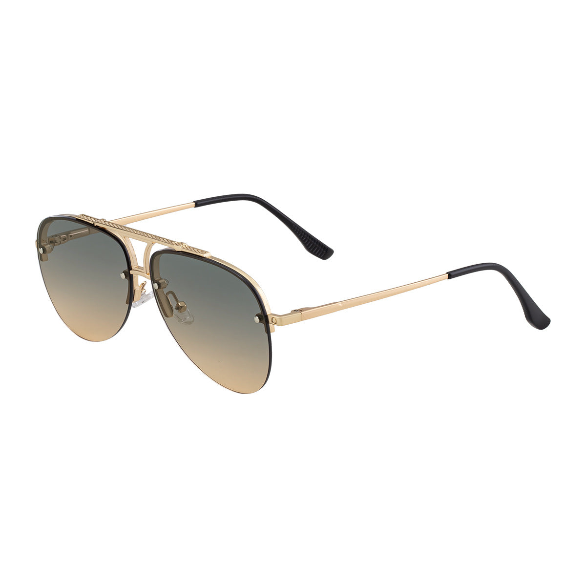 Lunettes de soleil en métal à demi-cadre pour homme
