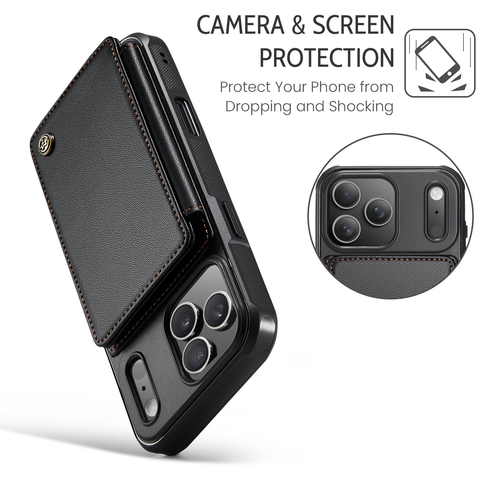 Flip cas de téléphone avec carte fente protection en cuir Case pour la conception anti balayage