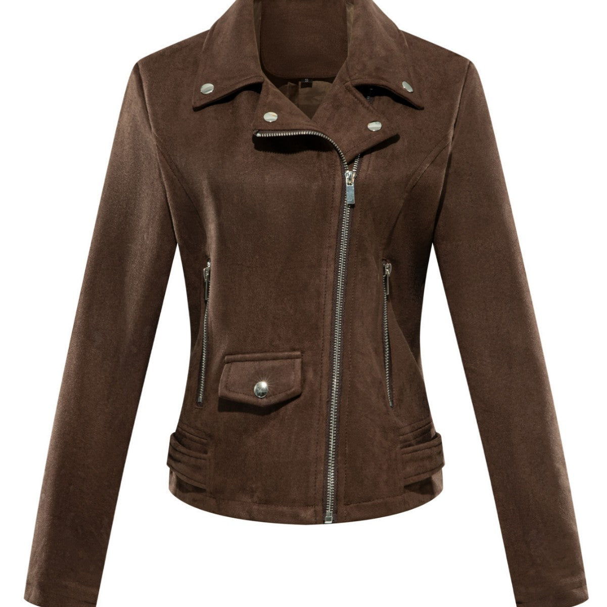 Veste en cuir pour femmes style court Slim-Fit Suede Veste en cuir Velours pour la navette