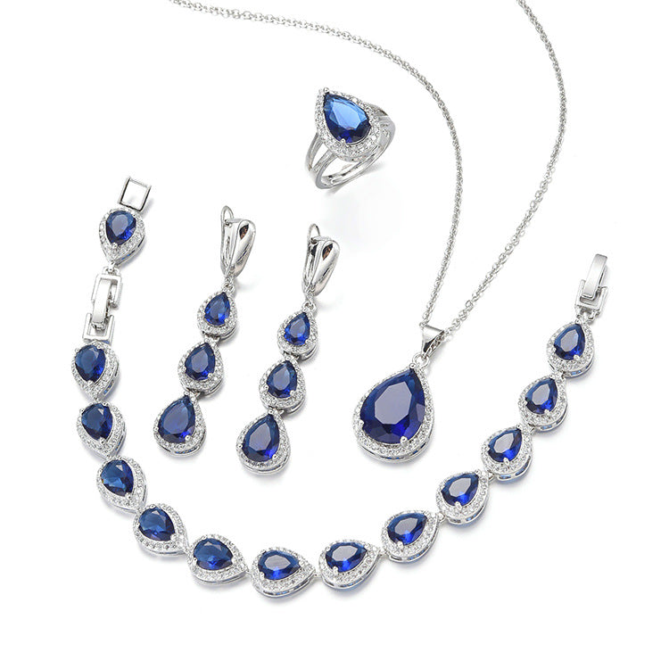 Water Drop Long Necklace Earring Bracelet Ornament