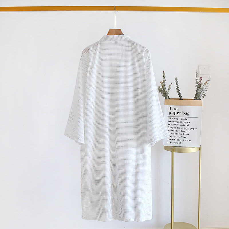 Été Jacquard Gauze coton Kimono mince maison peignoir simple