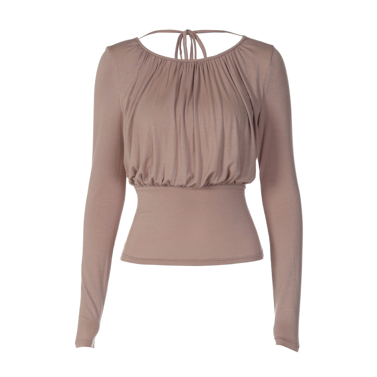 Fashionable and sexy long-sleeved top with a tie-back