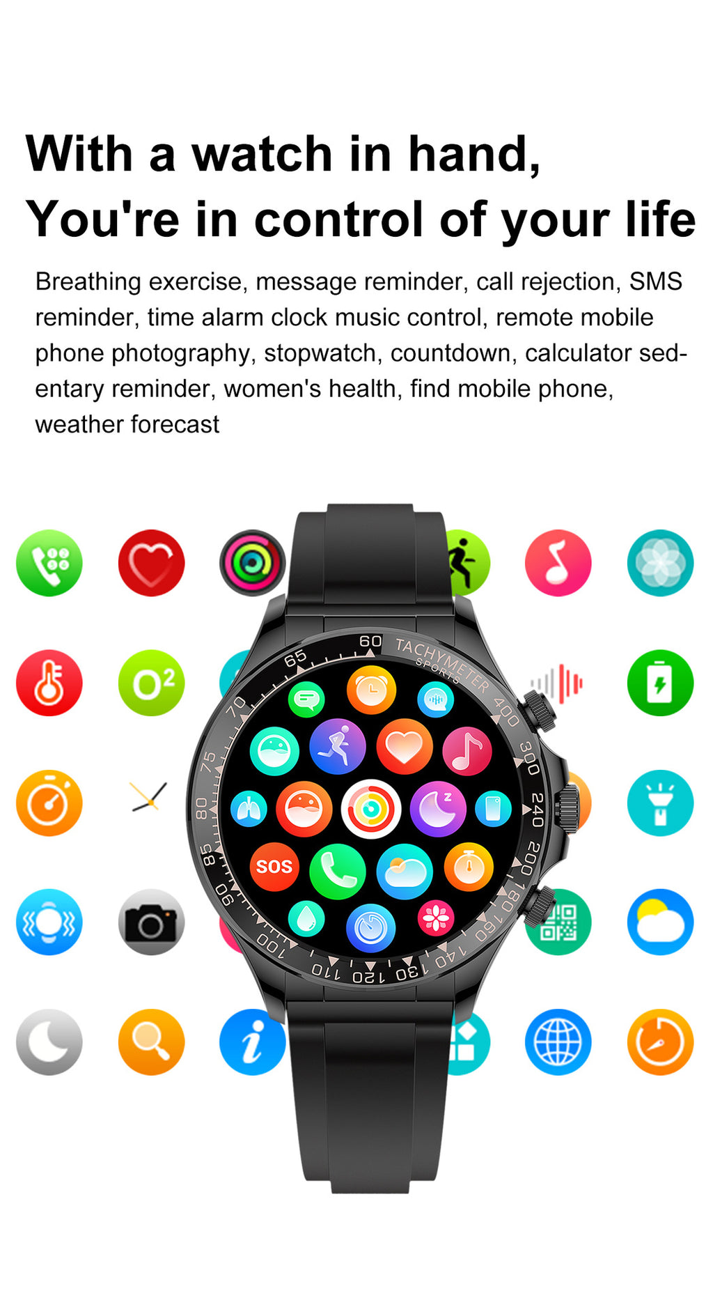 Écran rond Smart Watch EX108 Bluetooth Appel