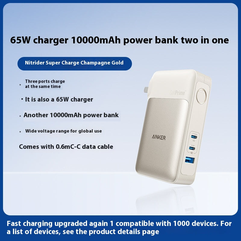Gallium Nitride Power Bank Charger Tête de charge rapide deux en un