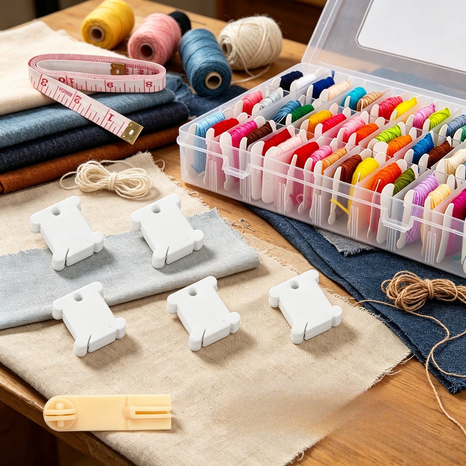 Set d'organisateur de fil de broderie de 120 pièces avec boîte de rangement