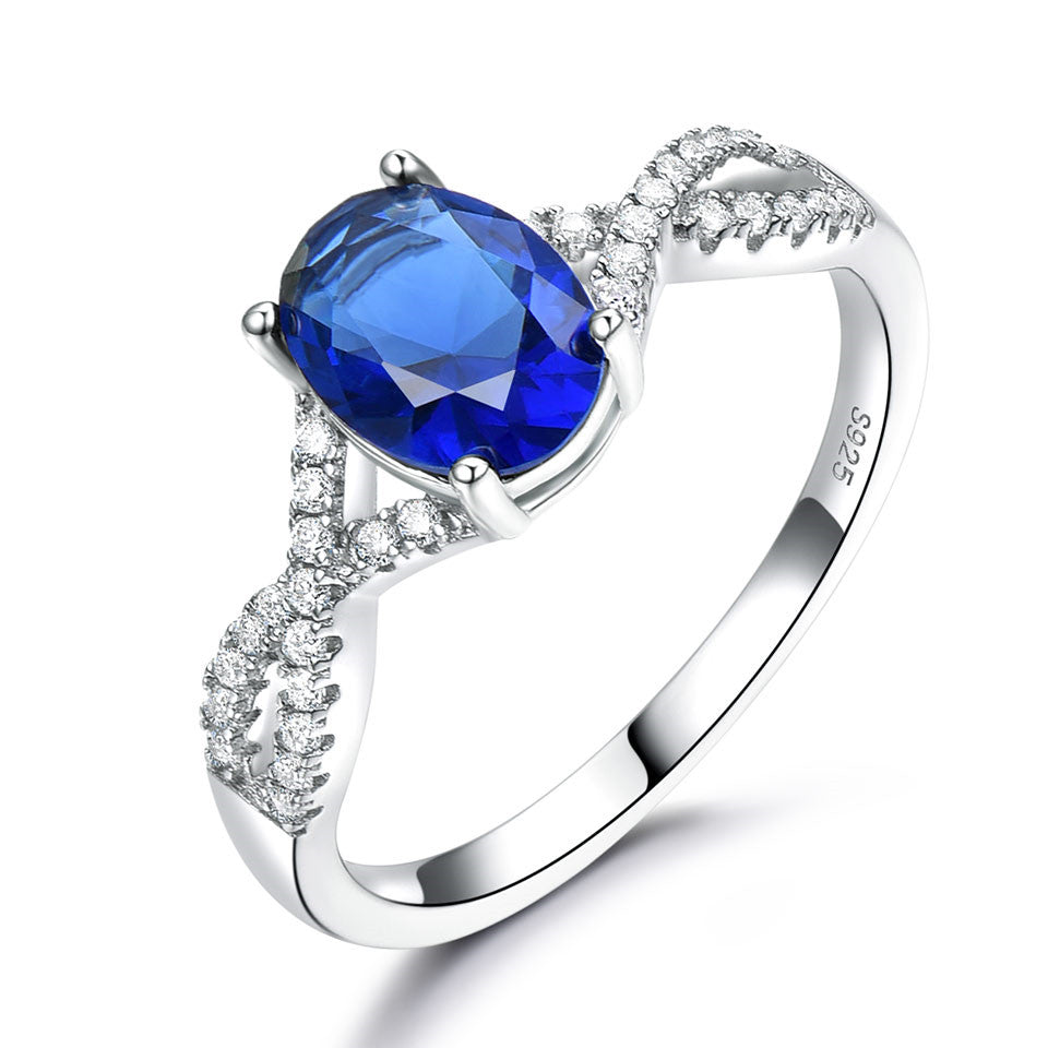 Argent sterling bague dames ovale Nano Morganite