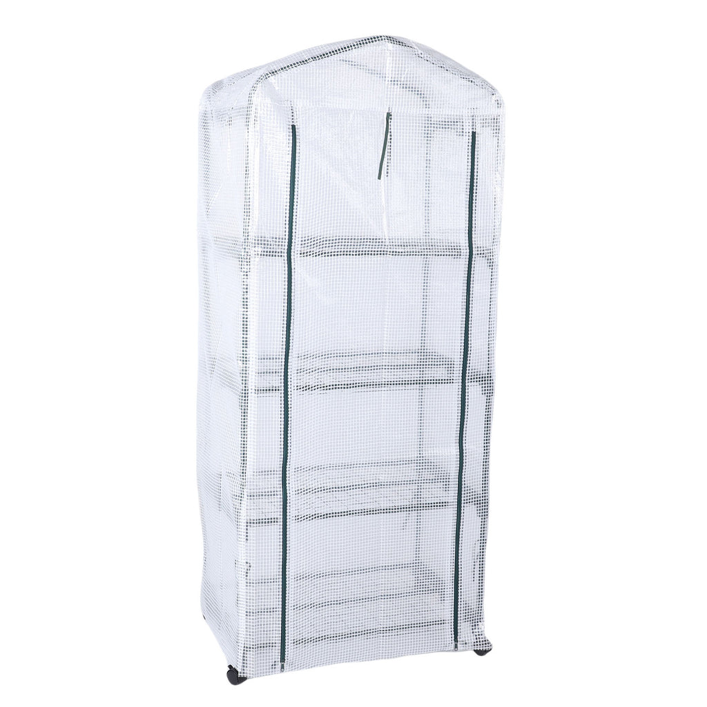Greenhouse with PE Cover 360° Roues rotatives Zippered Door Frost Proof 4 Tier Petite usine