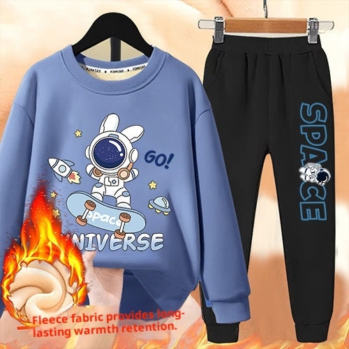 Garçons' Hiver Casual All-Match Fleece-Line Thickened Outfit