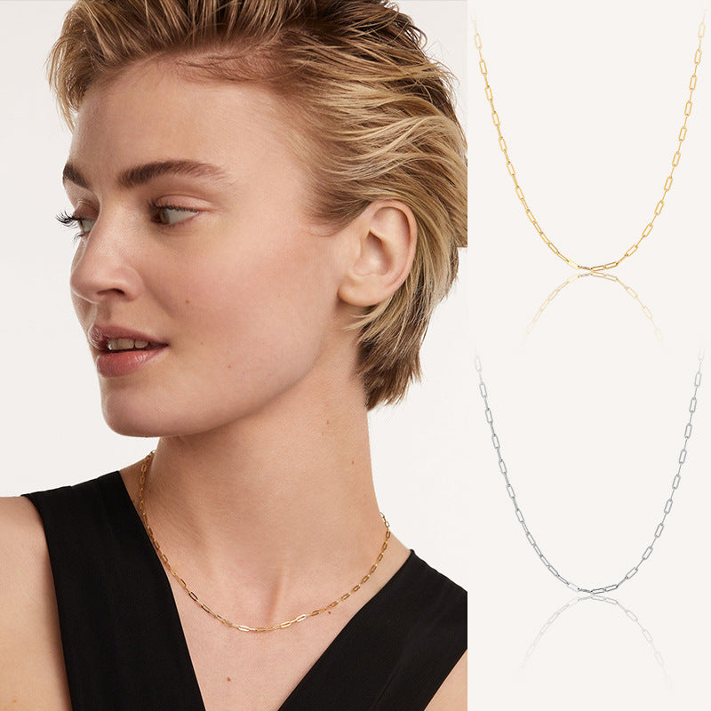 S925 Collier Argent Internet-célébrité StyleMinimalist Chaîne en orLight LuxuryNicheHigh-en