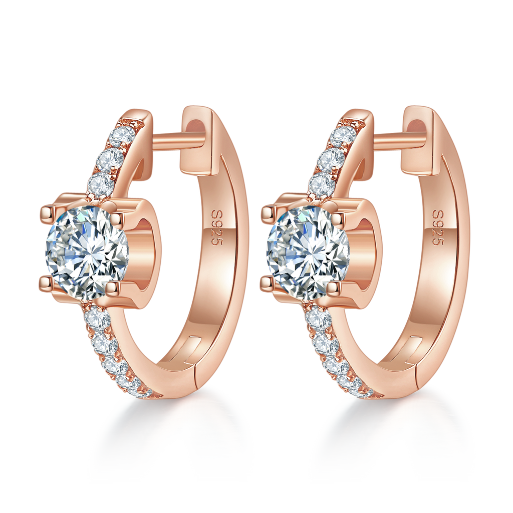 S925 Argent Sterling 1.24CT Boucles d'oreilles Moissanite Hoop 16,5 mm plaqué platine Hougie Hoops W