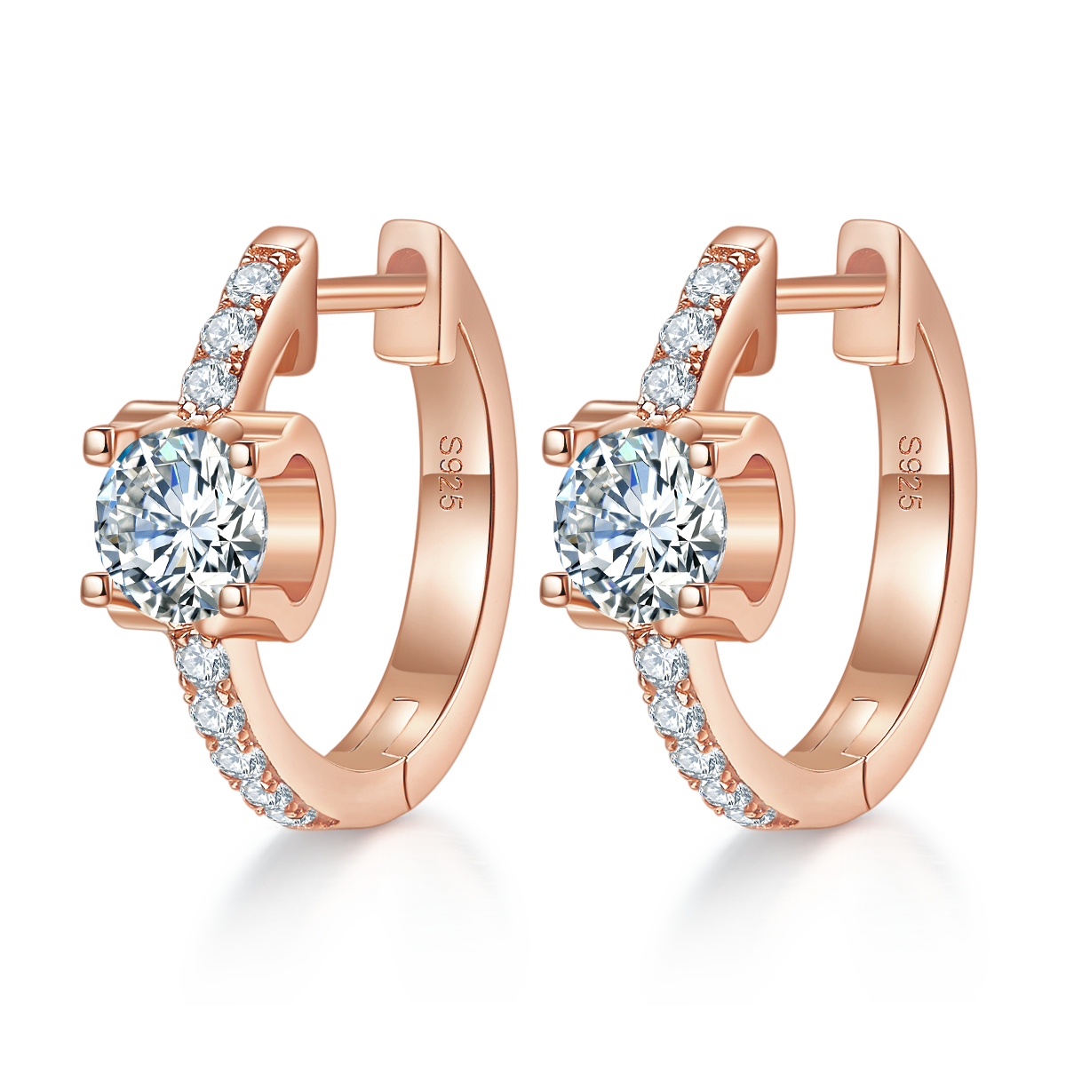 S925 Argent Sterling 1.24CT Boucles d'oreilles Moissanite Hoop 16,5 mm plaqué platine Hougie Hoops W