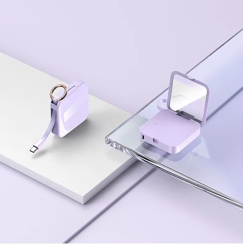 Mini porte-clés livré avec fil miroir de beauté incrusté de diamant Mobile Banque de recharge