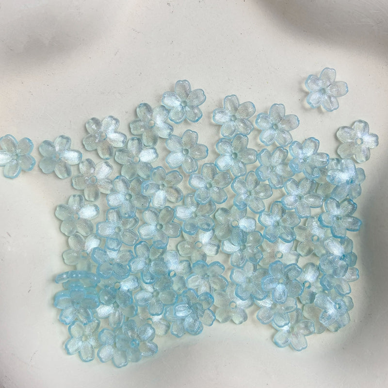 11mm Perles de fleur en acrylique 5-Petal Glitter