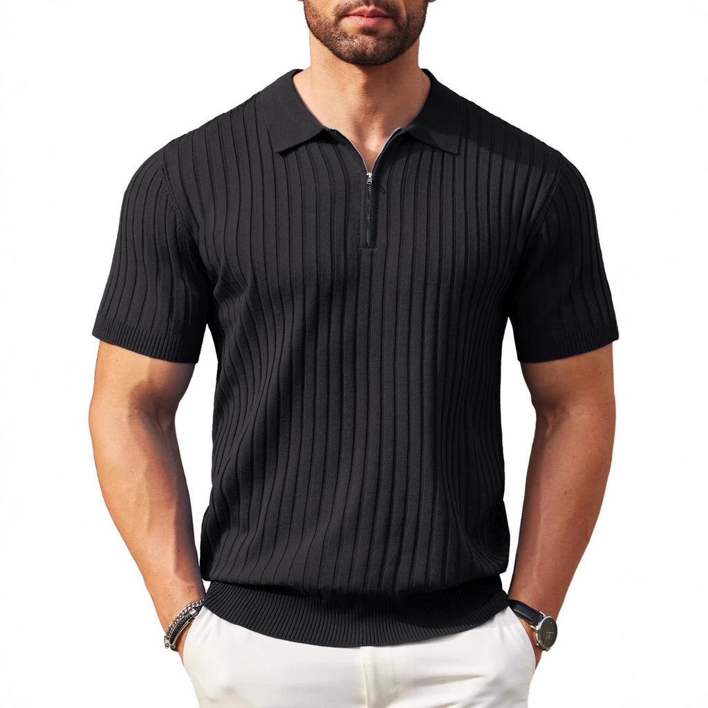 Hommes Zip-Up manches courtes Polo T-Shirt T-Shirt mode de golf casual