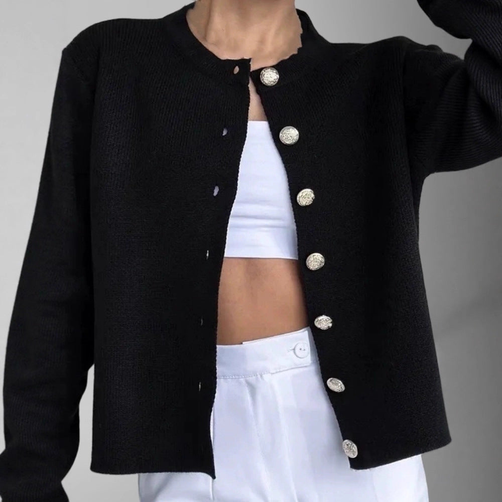 Autumn and Winter Long-Sleeved Single-Breasted Cardigan Européen Et américain Pure