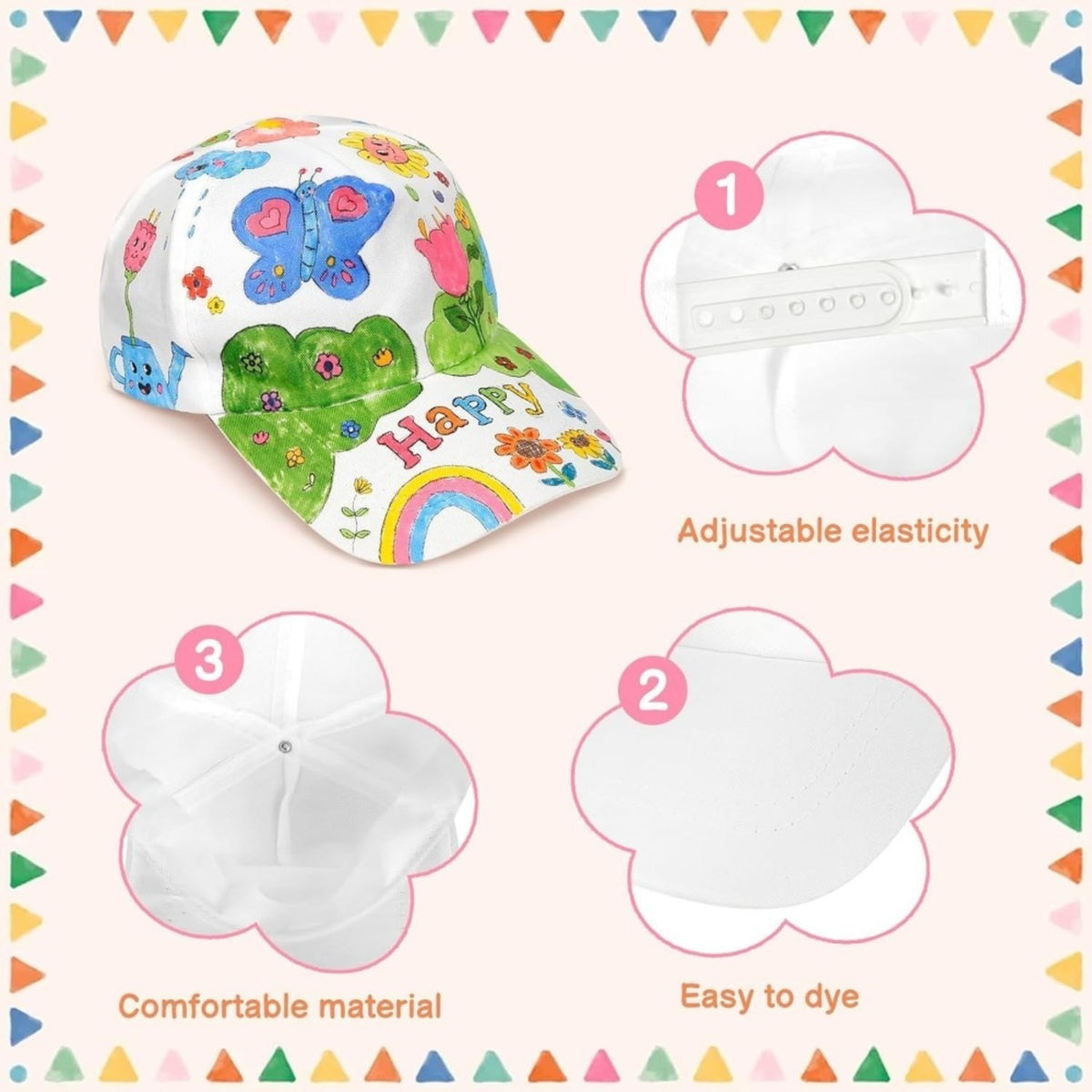 Fantastic Hat Set pour la peinture avec des motifs sirènes – comprend 10 chapeaux magiques blanc pur + Exc