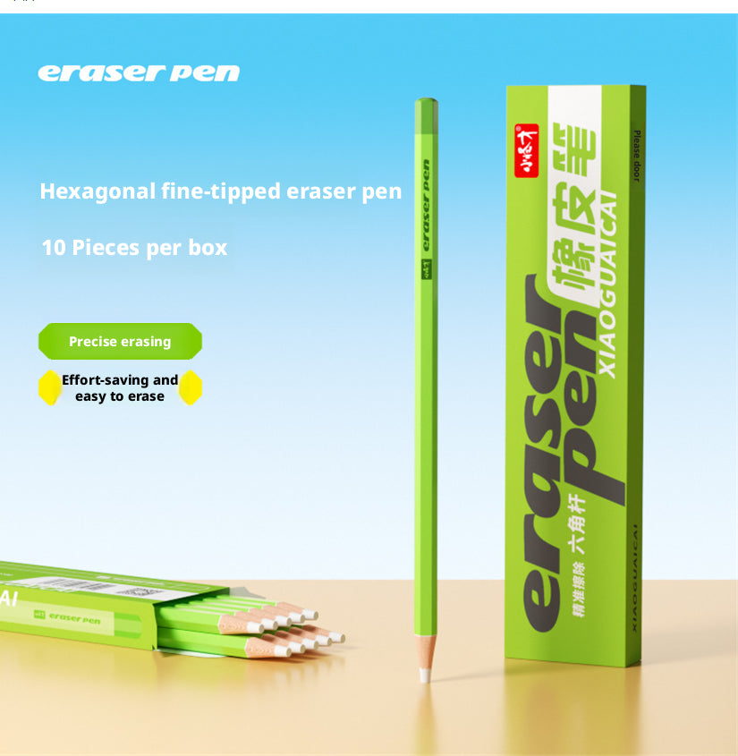 Hexagon mince tige gommes-vert-10 gommes-1 boîte