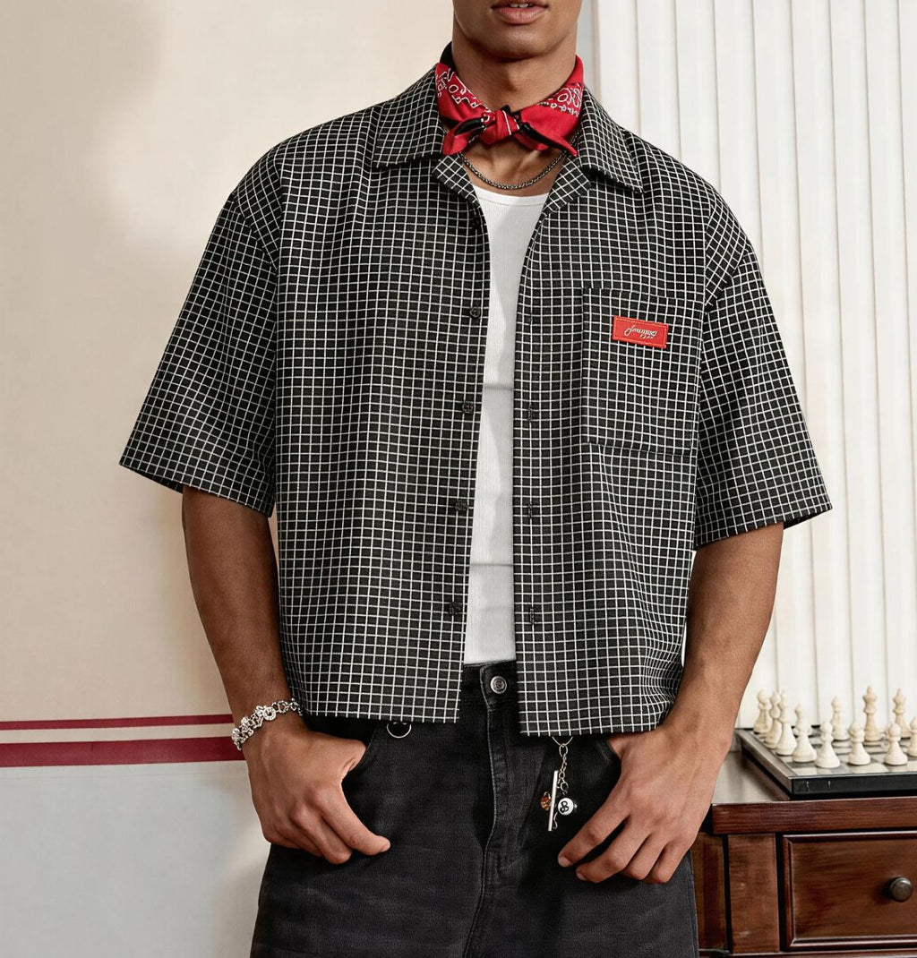 Chemise à manches courtes en Plaid Mode homme