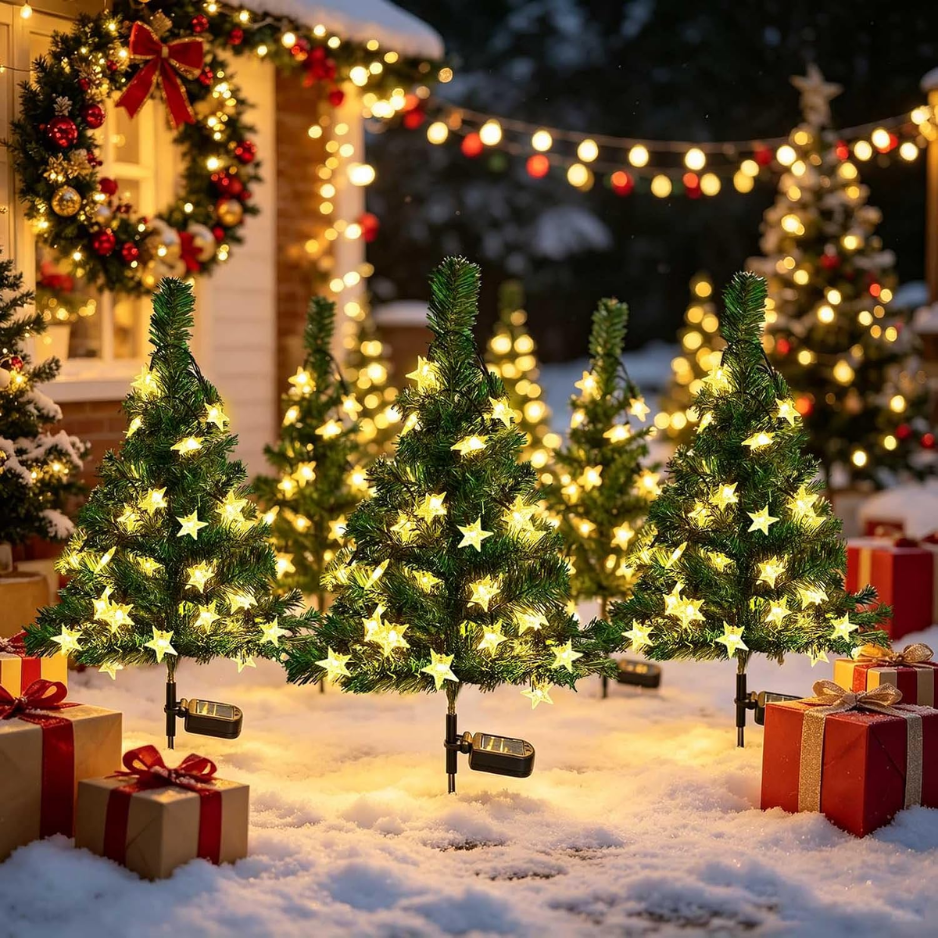 2-Pack Solar Christmas Tree Stake Garden Lumières