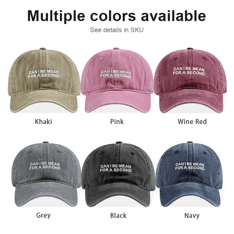 Casquette de baseball en coton lavé de la marine avec une citation en sassy