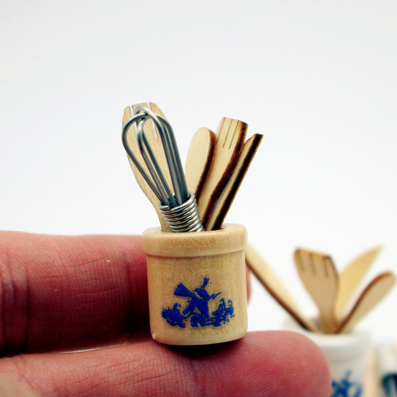 Couteau de spatule en bois Fourche et Egg Beaterminiature Food Playset Filming Props and Decorativ