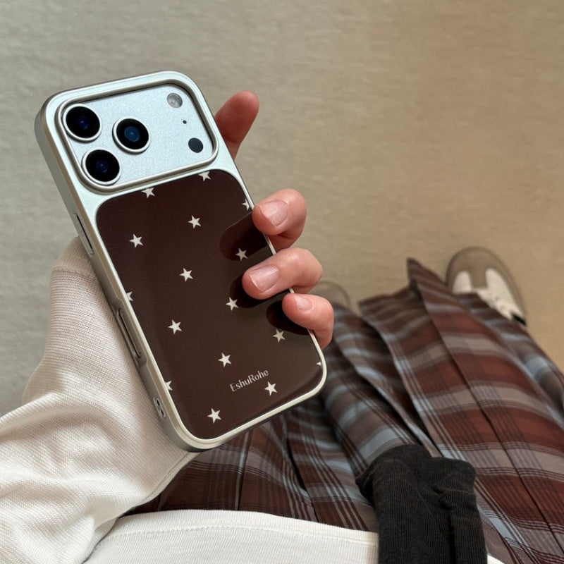 Châtaigne française Brown et Coffee-Colored Star Design Case de téléphone simple