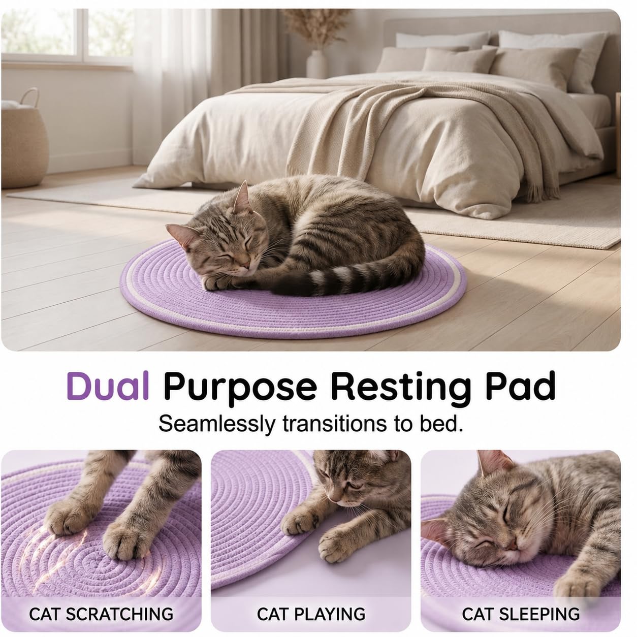 Pad à égratignures pour chats d'intérieur Kitten Round Cat Scratcher Pad