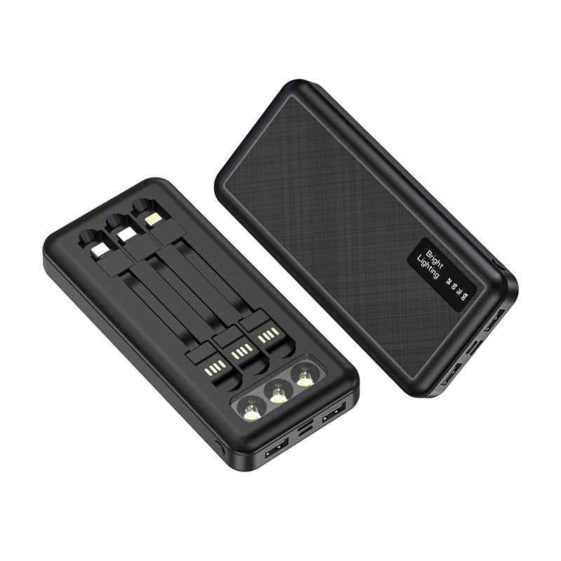 Power Bank with Removable Cable Light Display Large Capacity Fast Charging