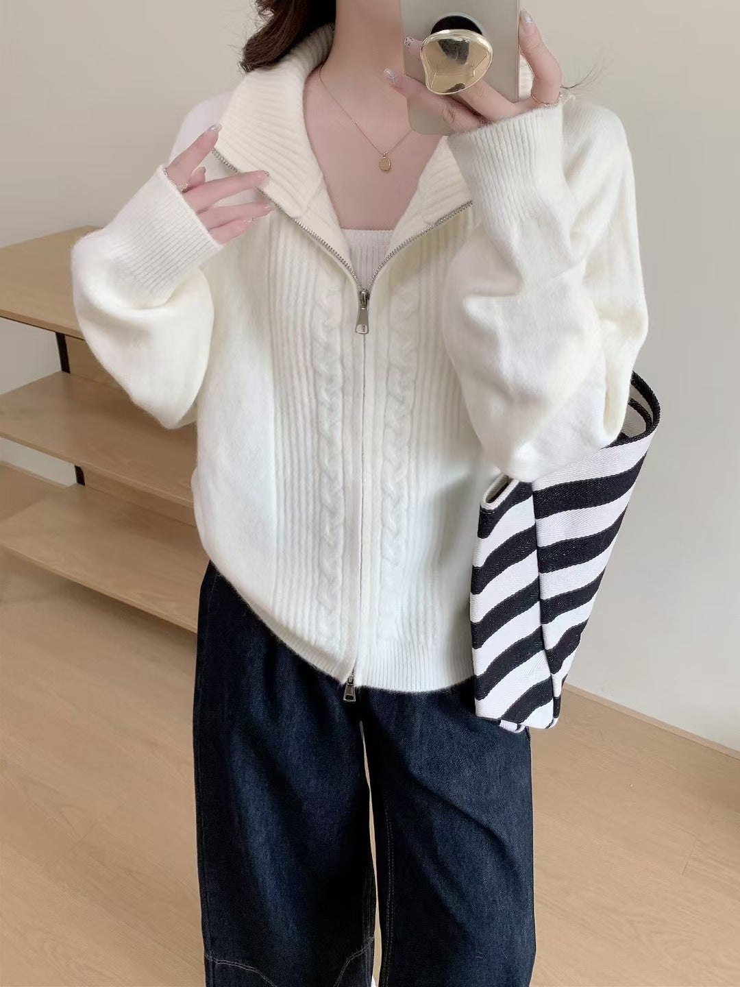 Manteau de sweater avec double fermeture éclair