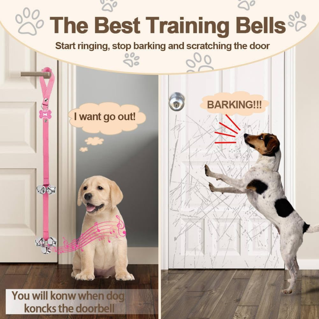 Sonnettes de porte de chien de 2 paquets pour les chiens pour aller dehors Puppy Train Bell pour les chiens à sonner