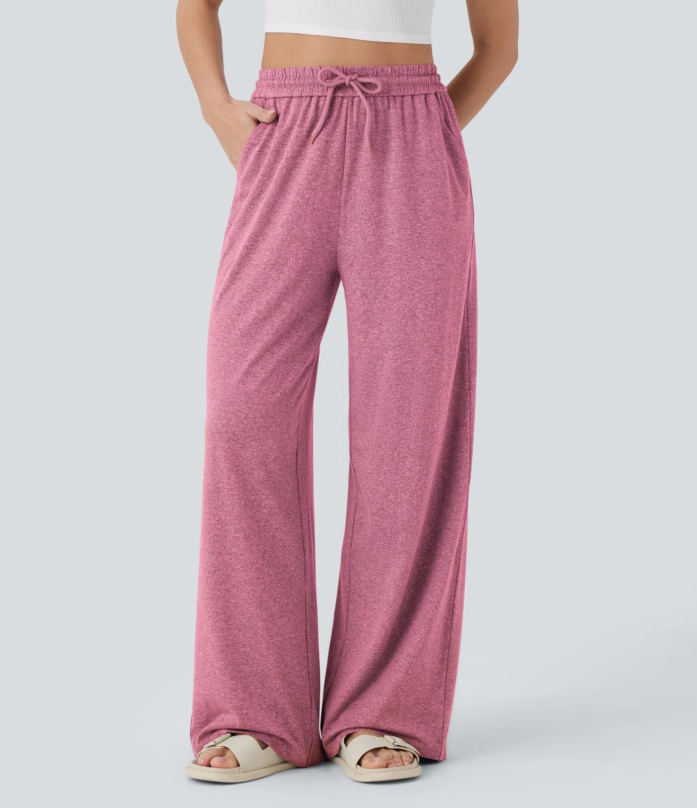 Pantalons à jambes droites pour femmes Solide-couleur