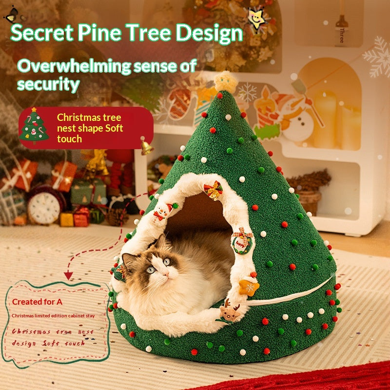 Nest de chat de Noël hiver chaud quatre saisons universel amovible et lavable