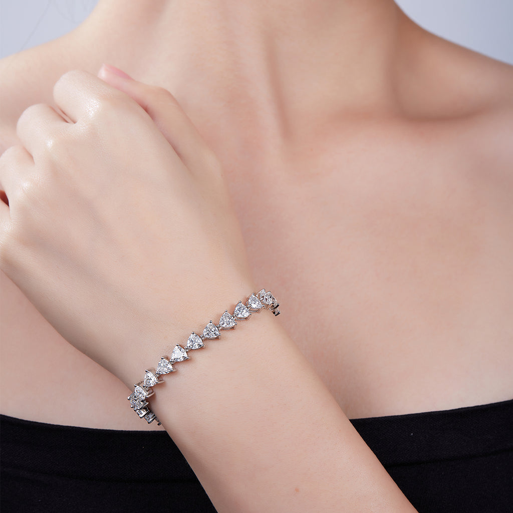 S925 Argent Sterling 5x5mm Trillion Coupe Moissanite Bracelet de tennis D Couleur VVS1 16-18-20cm