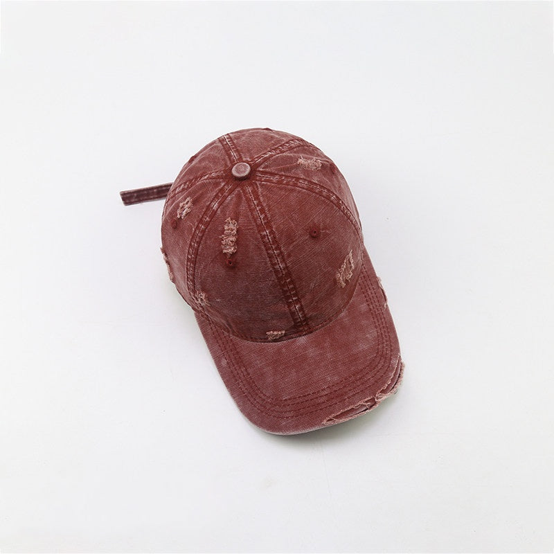 Femmes Street-style Détresse lavé Ripped Soft-crown Cap