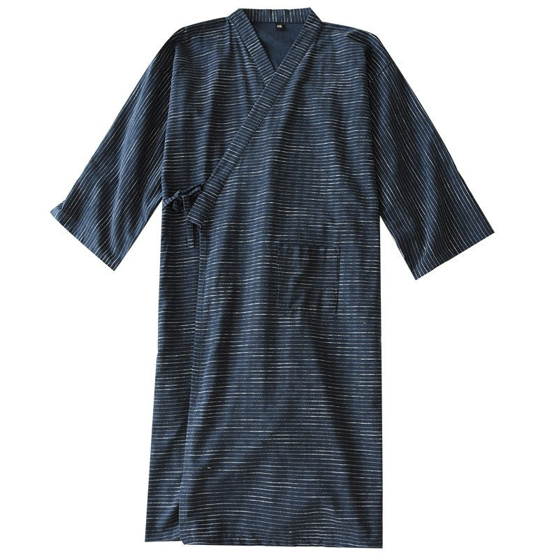 Été Jacquard Gauze coton Kimono mince maison peignoir simple